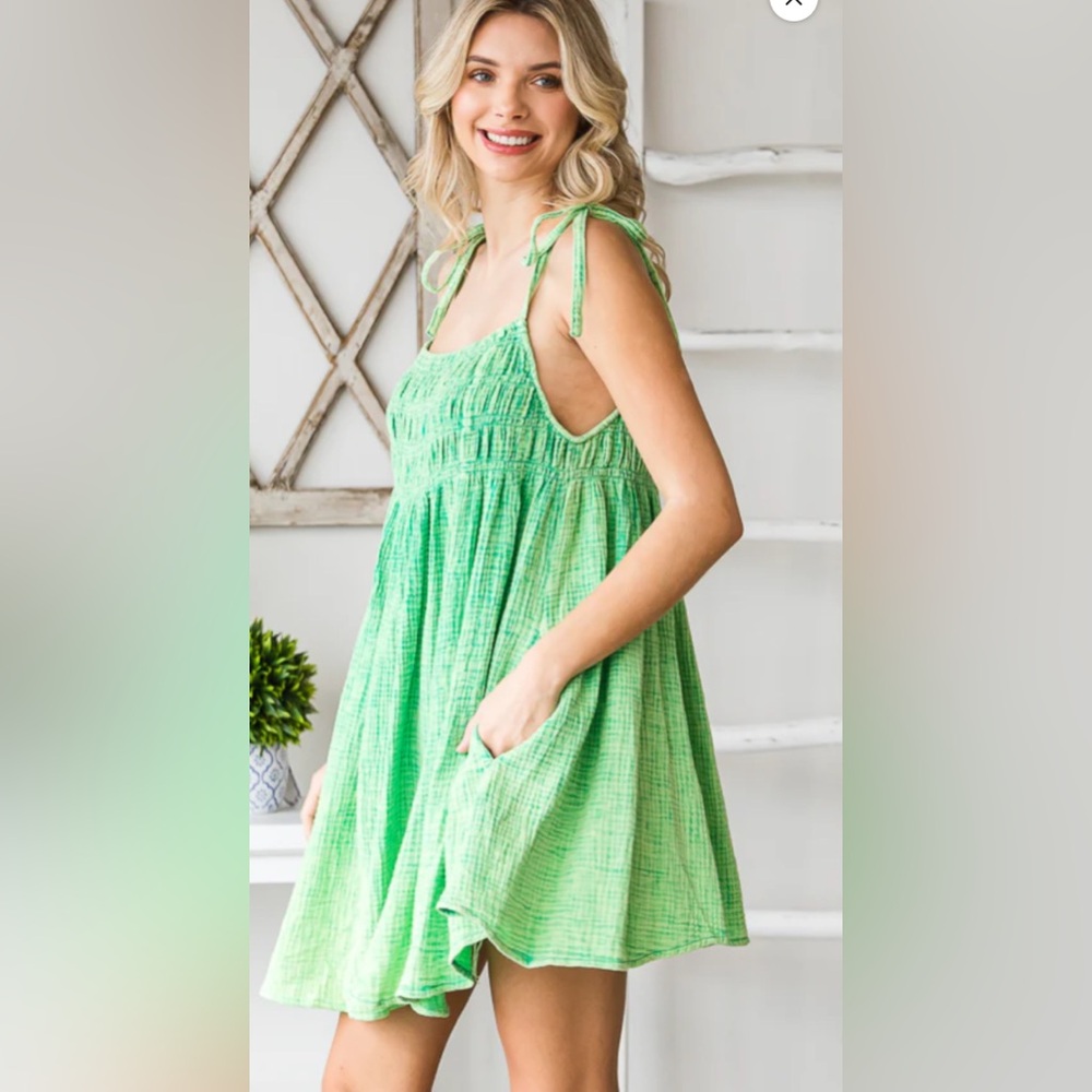Olí and Hali Green Mineral Wash Sleeveless Summer Dress Size L